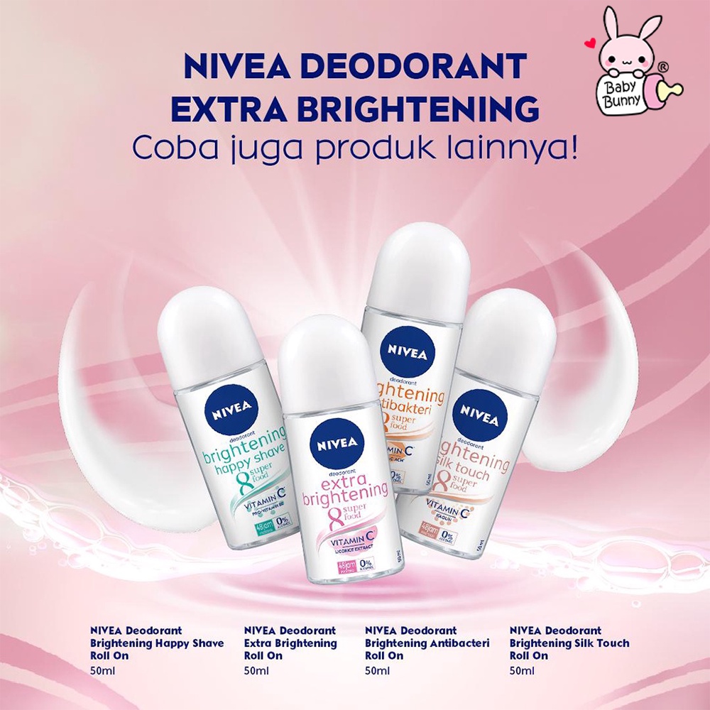 ❤ BELIA ❤ NIVEA Deodorant Roll On | 25 | 50 | Men | Women | Whitening Pearl Beauty Silk Touch Hijab | BABY BUNNY | BPOM