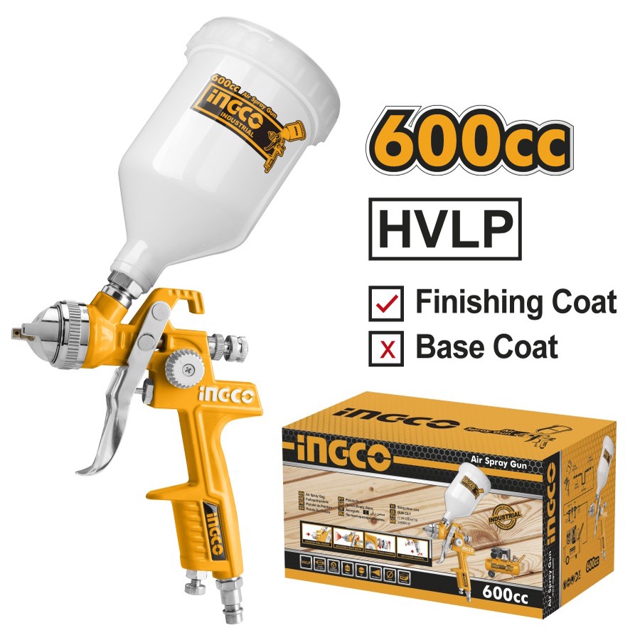 INGCO ASG1061 Spray Gun HVLP 600 ml - Alat Semprot Cat Low Pressure