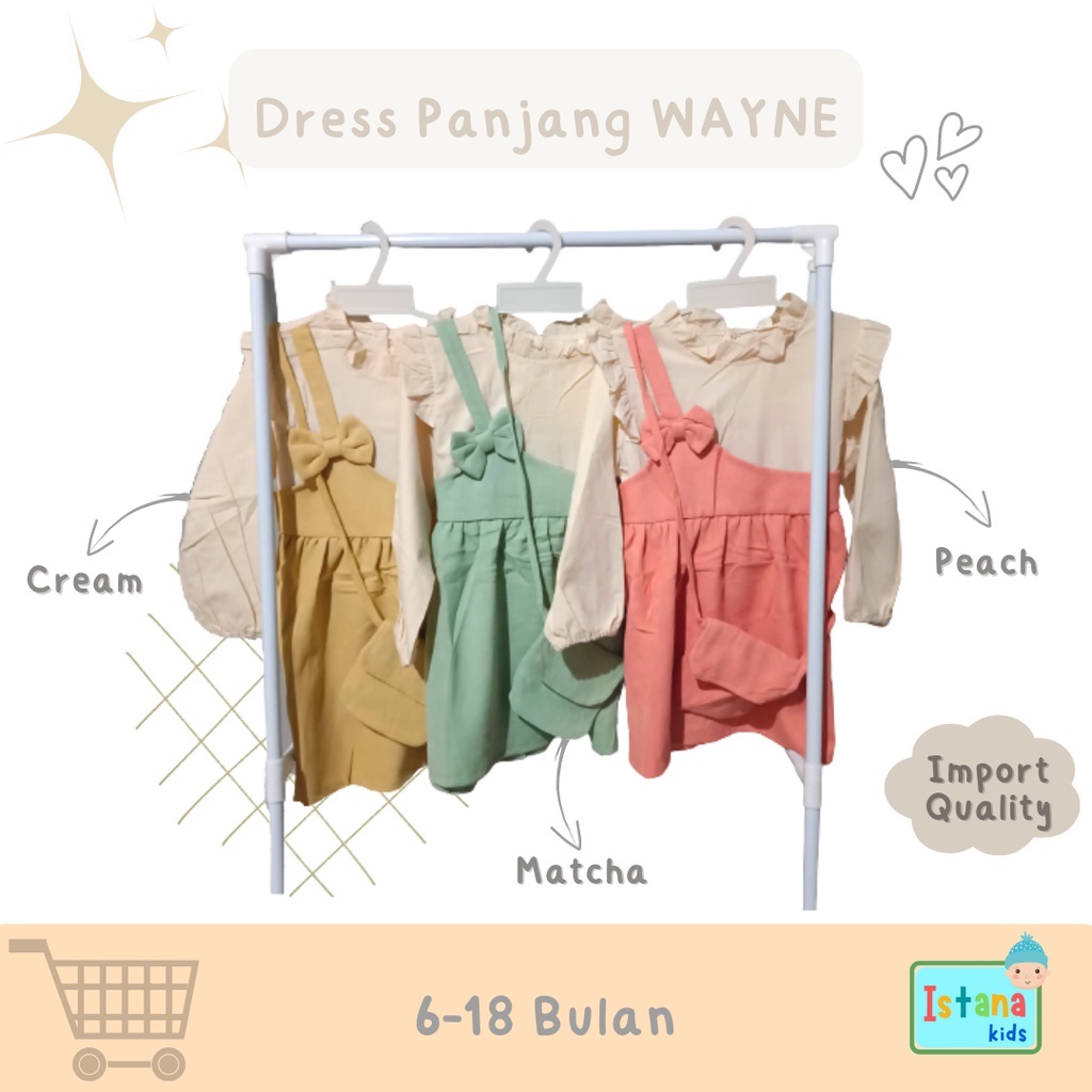 Baju Anak/DRess Wayne Koduroi Import Free Tas lucu/Usia 1 Tahun