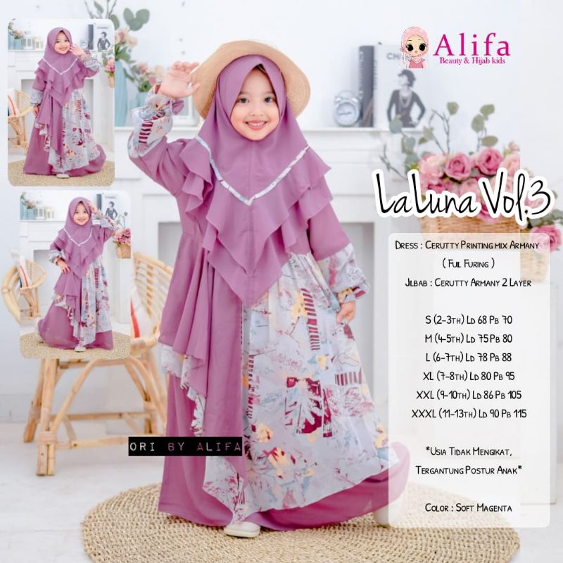 LALUNA VOL 3 DREES KIDS GAMIS ANAK SYARI FREE HIJAB BY ALIFA