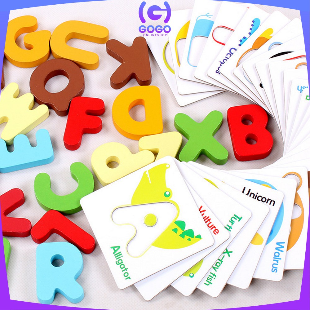 GOGO-M273 Mainan Puzzle Kayu BRITISH CARD Anak / Belajar Mainan Huruf dan Angka / Kartu Alphabet Huruf Angka Alfabet Kayu Edukasi