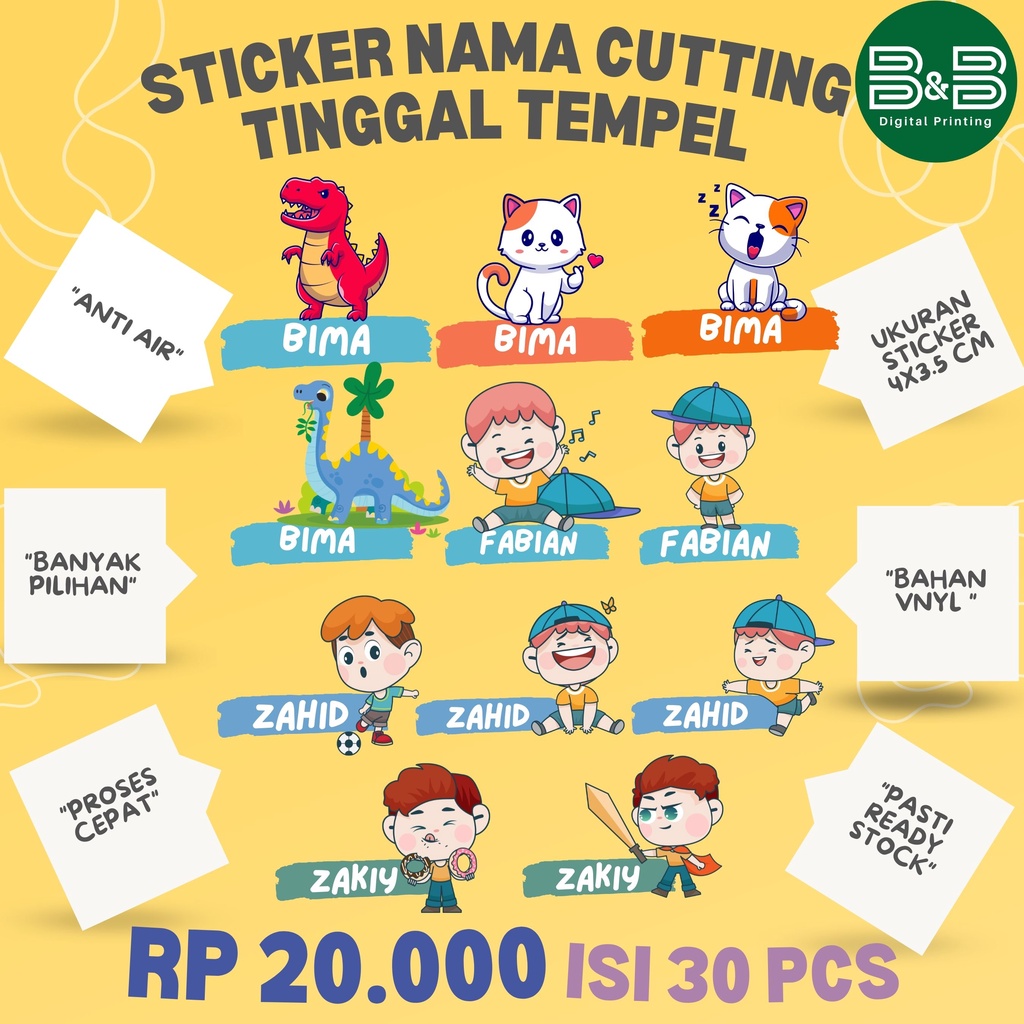 

Stiker Nama Anak Lucu Anti Air dengan Cutting Kontur