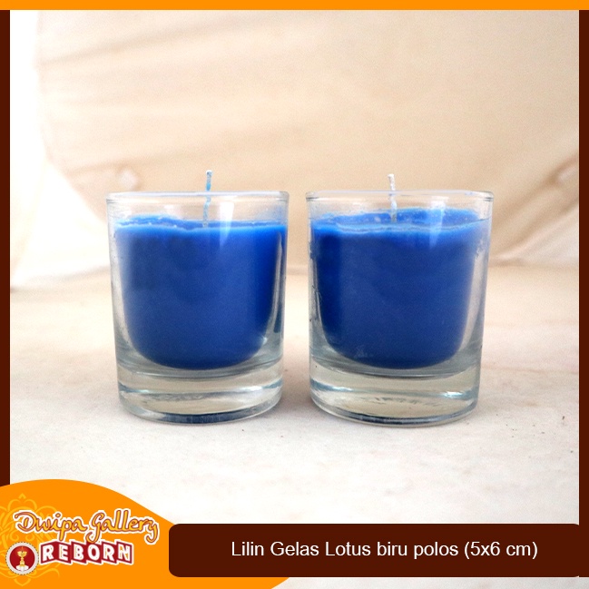 Lilin Stearin Candle Warna Biru Gelas Cafe Resto Hotel Spa Serbaguna