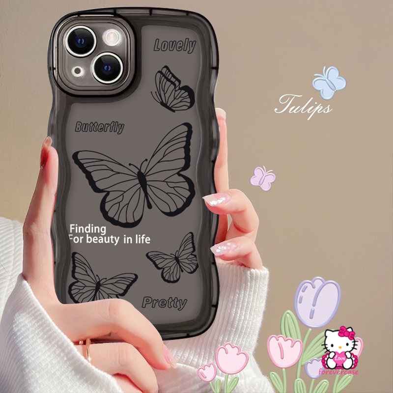Soft Case TPU Motif Kupu-Kupu Retro Untuk iPhone 11 14 13 12 Pro Max 7 Plus XR 6 6s 8 7 14 Plus X XS Max SE 2020