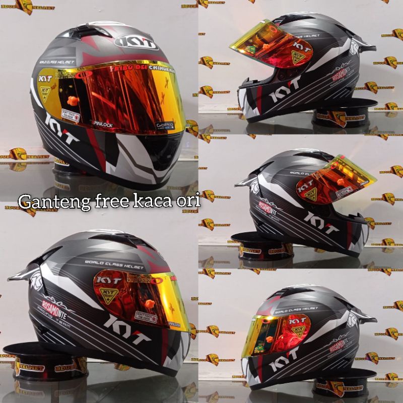 Jual Helm full face kyt r10 motif rosamonte black red white matt paket