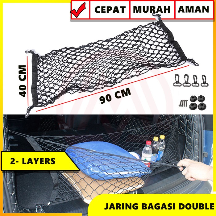 2 LAPIS JARING BAGASI IMPORT TEBAL / NET BAGASI MOBIL UNIVERSAL