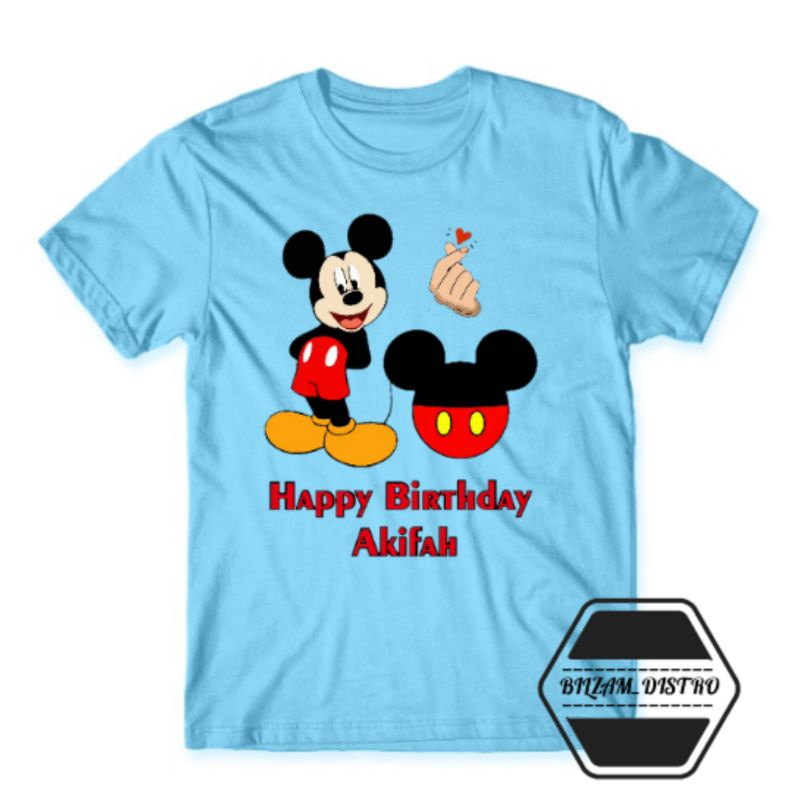 Kaos Ulang Tahun Anak Couple Family Tema Mickey Mouse Free Nama Bisa Custom Tambah Foto