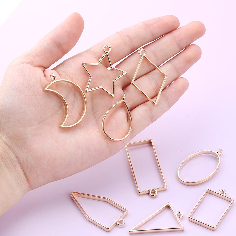 Cetakan Resin Epoksi UV Bentuk Geometri Hollow Bahan Metal Untuk Membuat Perhiasan Handmade DIY