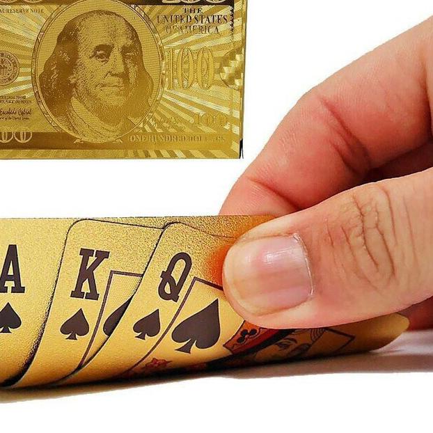 

Kartu Permainan Poker(Remi)Lapis Emas 24k/Kartu Plastik Lapis Foilemas