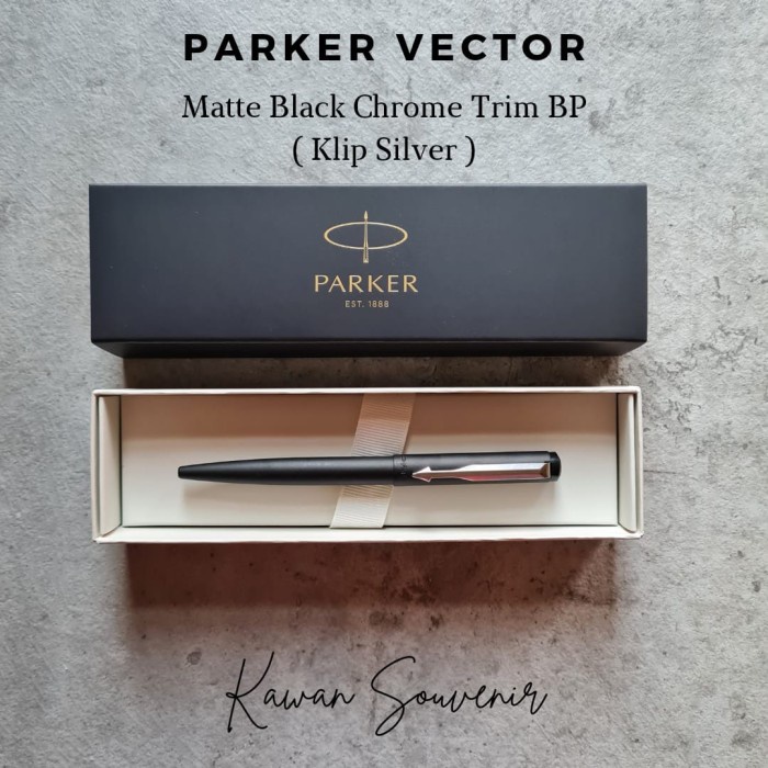 

Pulpen Parker Original Vector Matte Black Chrome Trim(Klip Silver) BP - Isi Hitam
