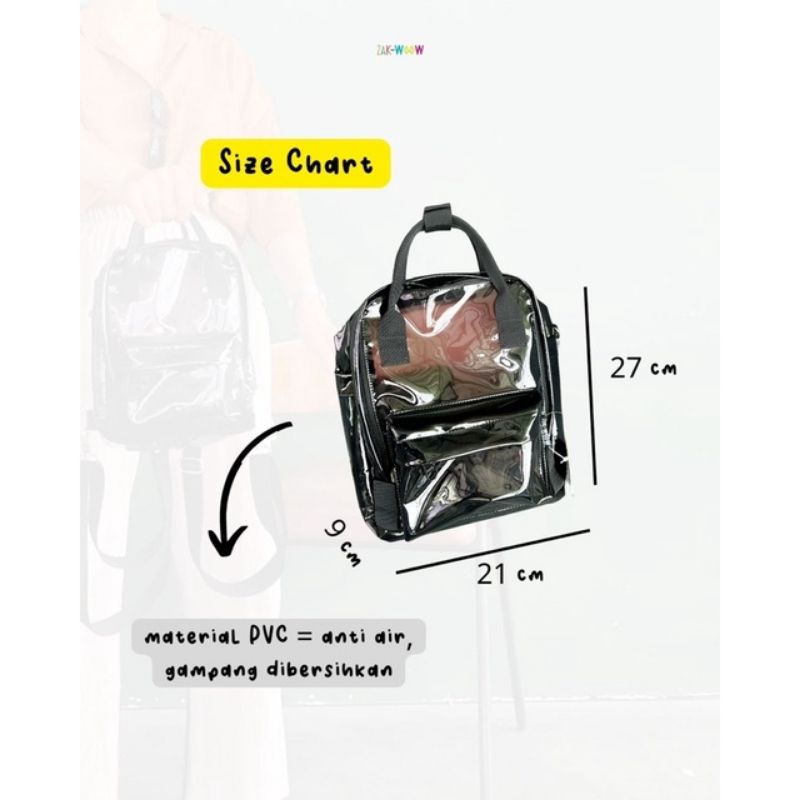 Tas ransel pvc mika Transparan 3 in 1 / Tas pvc transparan