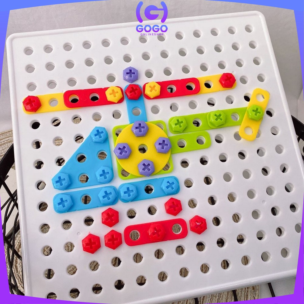 GOGO-M41 Mainan Edukasi Anak Creative Puzzle DIY Bor Obeng Sekrup 180PCS Mainan Block Susun Baut
