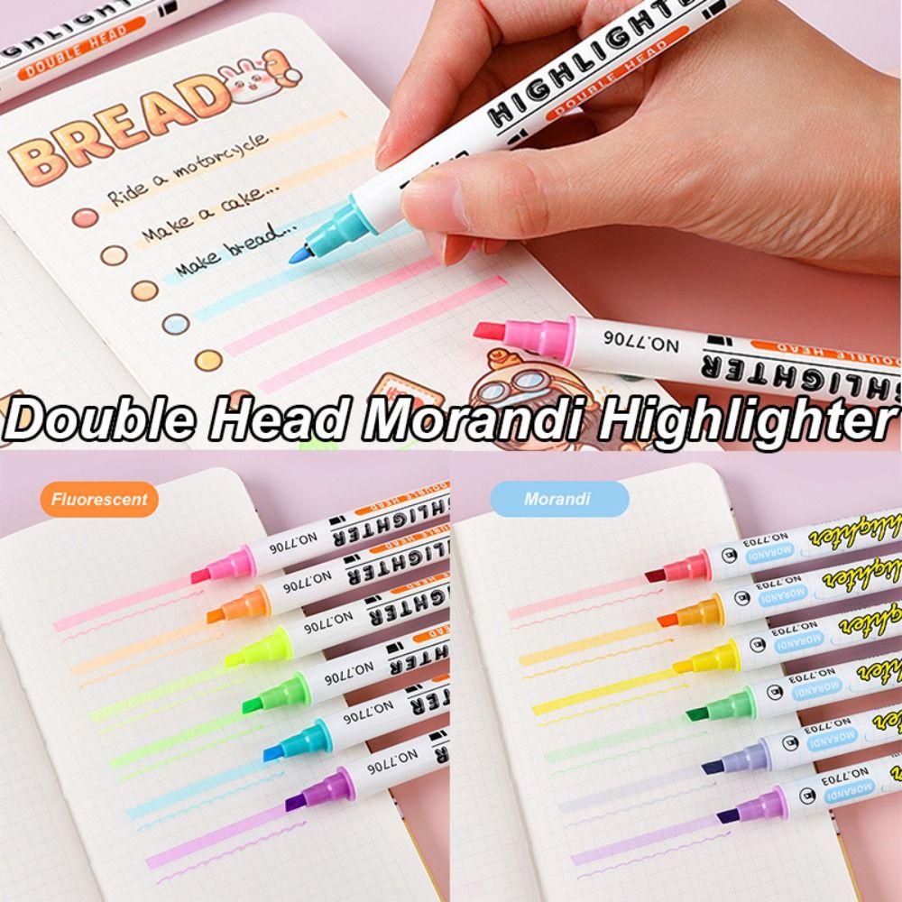 Preva 6warna/set Stabilo Perlengkapan Sekolah Tangan Akun DIY Fluorescent Pen Color Marker Pen