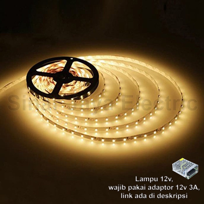 NEW Lampu led strip pita SMD 3528 2835 ip33 12V 12 volt mata kecil indoor - warm white