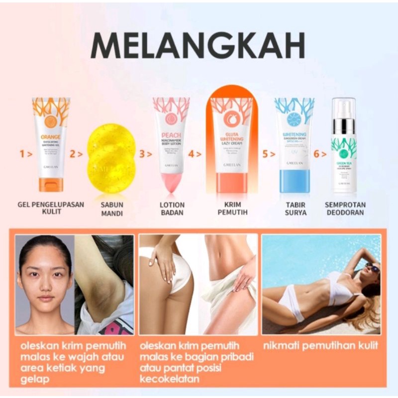 GMEELAN Day Cream Niacinamide 30g Gluta Whitening Lazy Cream Pelembab Wajah Pemutih