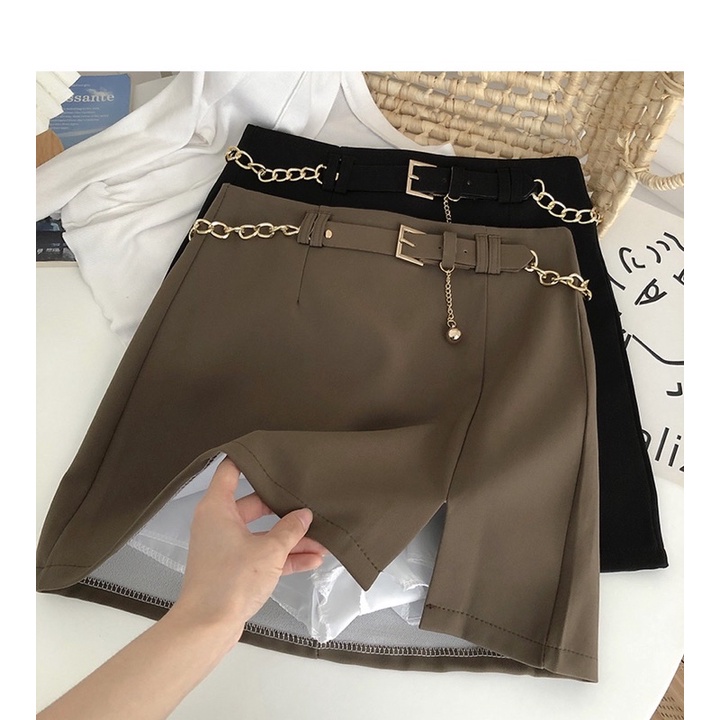 SKIRT SKORT TWEED ROK IMPORT MINI PENDEK SKIRT HIGHWAIST WANITA FREE BELT MX619