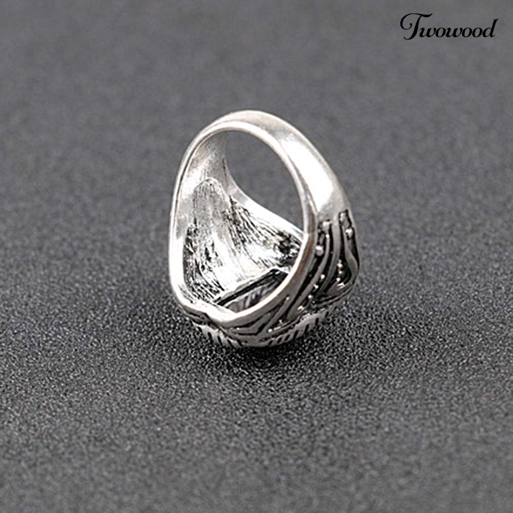 Cincin Bahan Alloy Motif Ukir Gaya Retro Untuk Pria