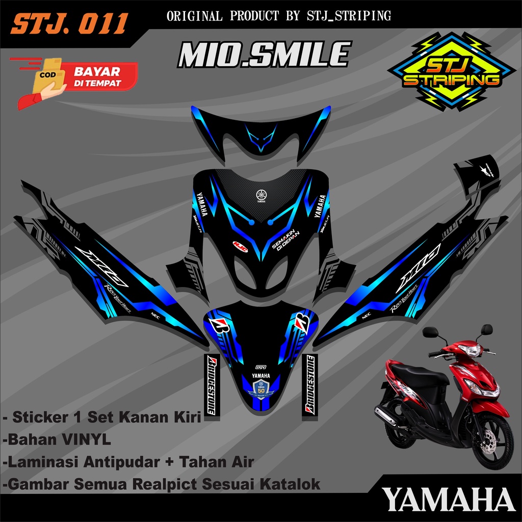 Sticker Striping DECAL MIO SMILE - Stiker Striping DECAL Variasi Motor MIO SMILE Desain Racing STJ.0