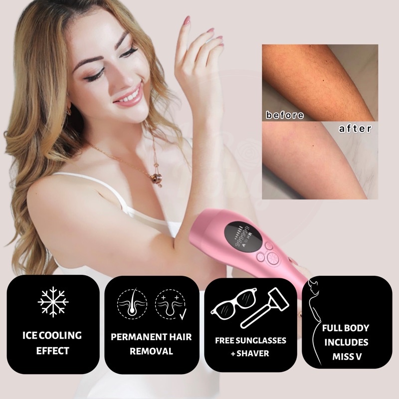 IPL PENGHILANG BULU KETIAK MISS V KAKI TANGAN PERMANEN DENGAN EFEK DINGIN ADA LCD(Pink Cold IPL)