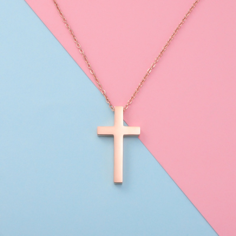 Fancyqube Kalung Rantai Liontin Salib Bahan Stainless Steel Untuk Pria Dan Wanita