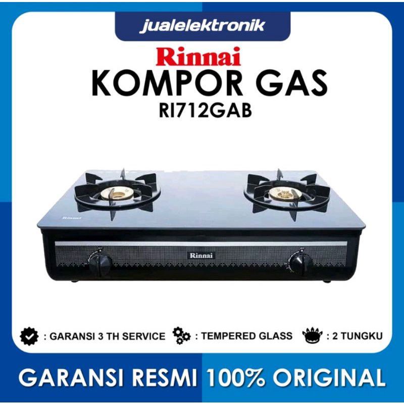 Kompor Gas RINNAI 2 Tungku Kaca Masak Hitam RI-712 GA(B) Api Lilin Turbo Hitam//Misteri box!!!-2