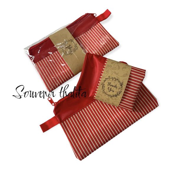 Isi 50 Pcs Souvenir Pouch/Dompet Salur Besar dikemas plastik dan kartu