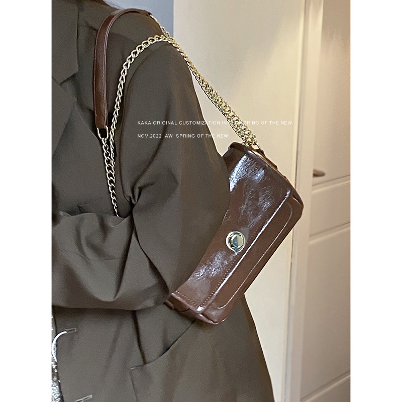 Suhao all-match ins chain bag female 2022 fashion trendi baru retro small square bag niche texture tas messenger bahu tunggal