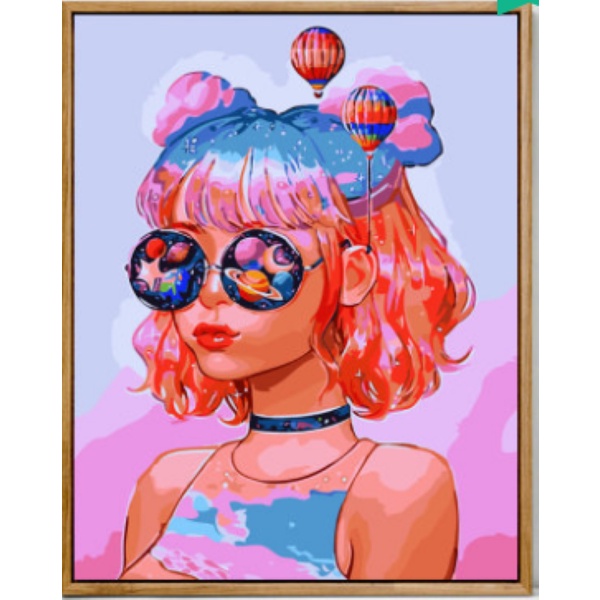 

RK [WITH FRAME] Paint By Number Set 40 x 50 cm Girl Series / DIY Painting Kit Numbers Lukis Canvas