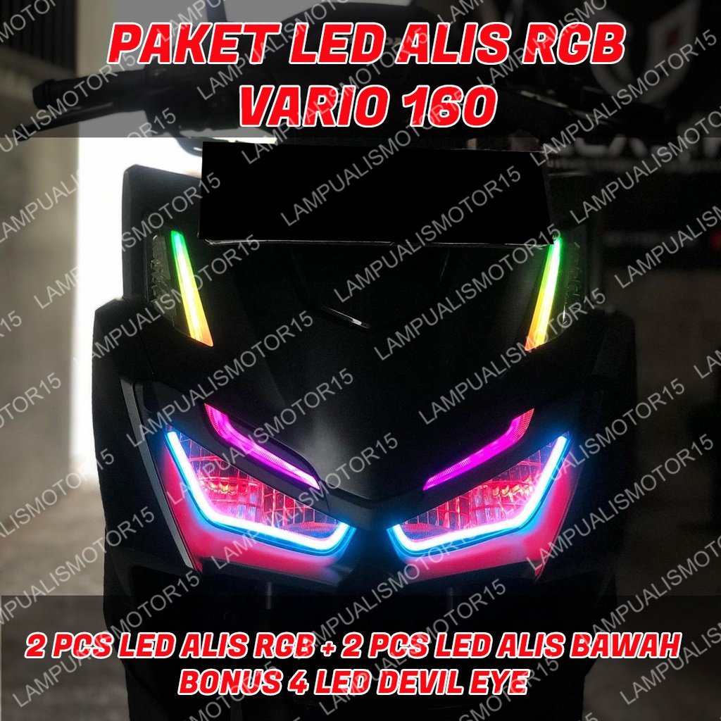 PROMO LAMPU ALIS RUNNING RGB VARIO 160 BONUS DEVIL EYES LAMPU ALIS DRL RUNNING