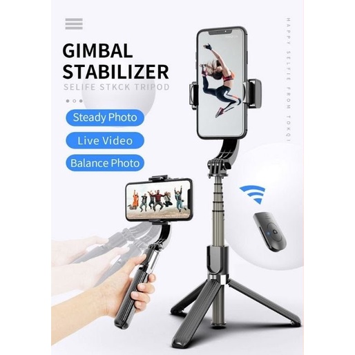 Gimbal Stabilizer Handphone Auto Balance Selfie Stick and Tripod Fill Light Gimbal Hp with Wireless Bluetooth Remote