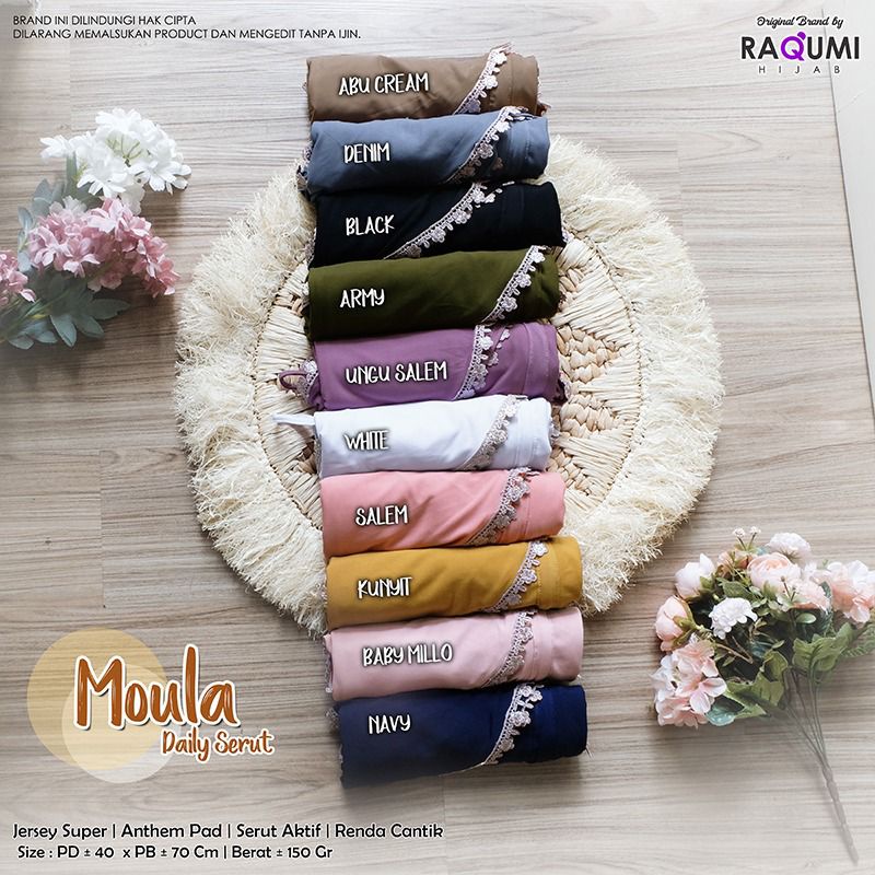 MOULA DAILY SERUT RAQUMI ORIGINAl | NEW RAQUMI | JILBAB JERSEY RENDA
