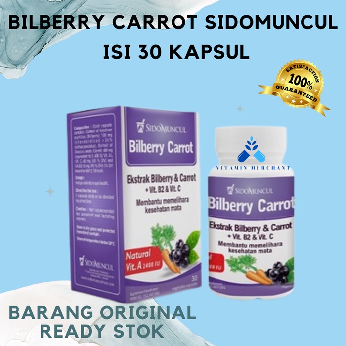 Bilberry Carrot Sidomuncul 30 Kapsul Betacaroten Vitamin Mata Vit A