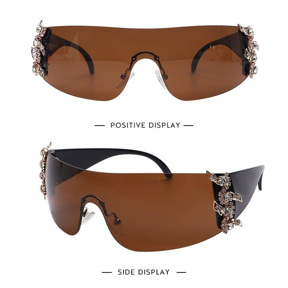 Lily Y2K Kacamata Hitam 2000's Kaca Mata Steampunk Shades One Piece