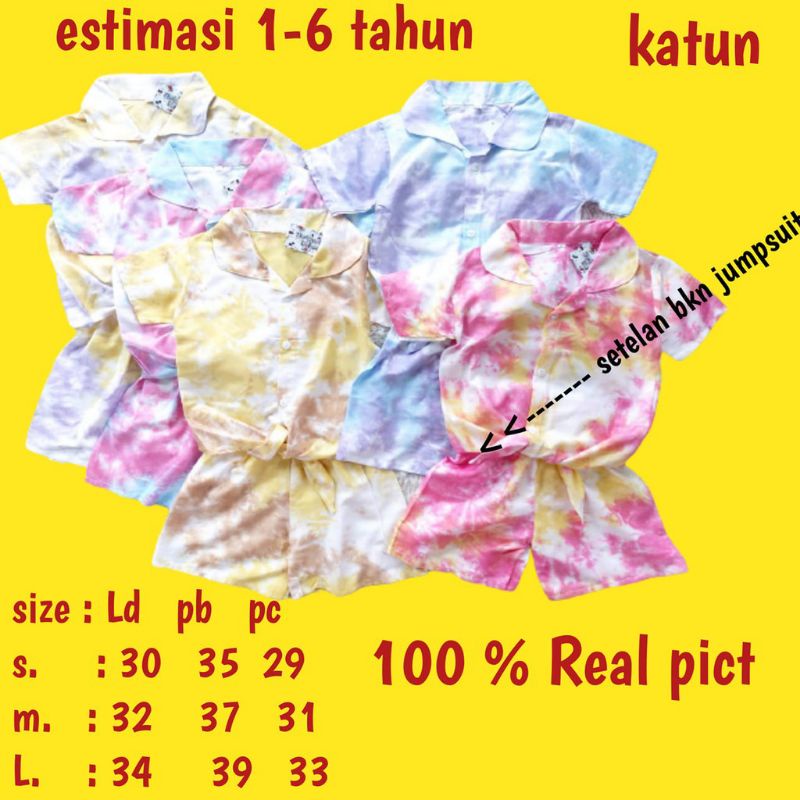 One Set Tie Dye Anak Perempuan Lengan Pendek Kekinian