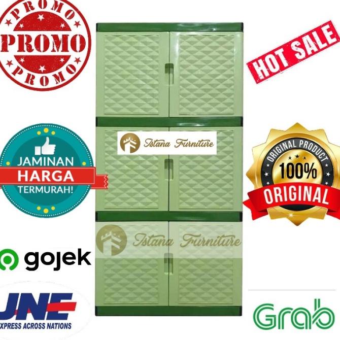 

MURAH LEMARI PLASTIK / LEMARI BAJU / RAK PLASTIK 3 SUSUN 6 PINTU (JNE) stock ready