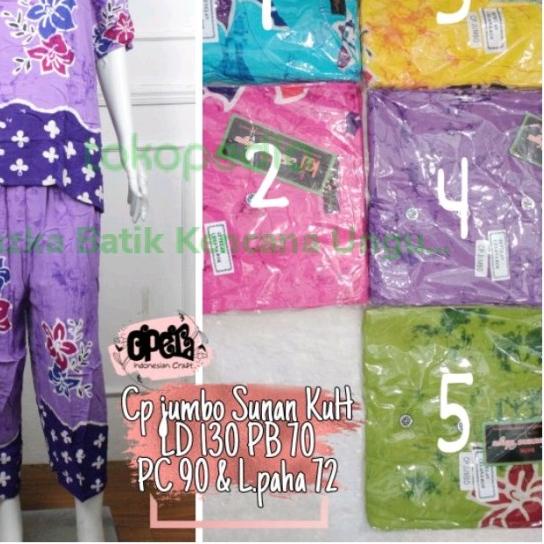 Setelan Celana Panjang Jumbo Motif Sunan Batik Kencana Ungu Label Hita