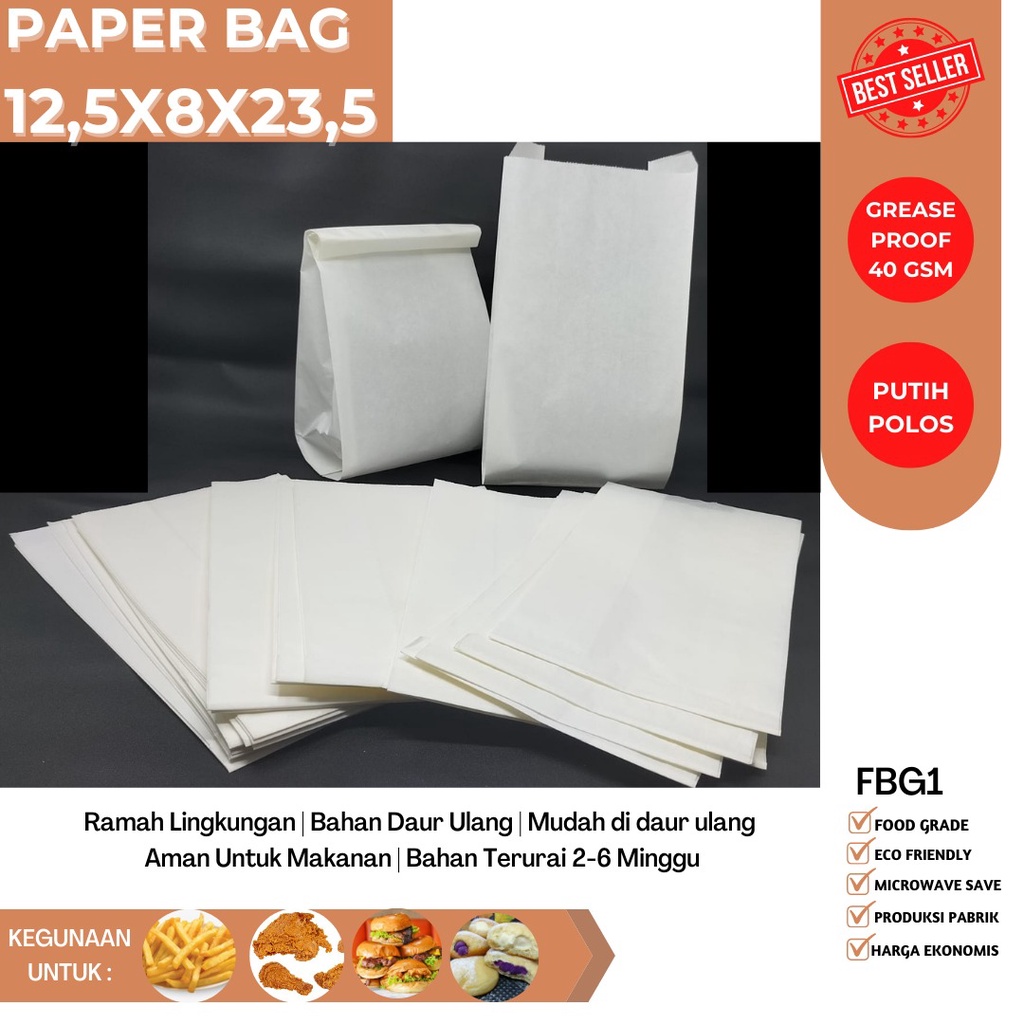 Paper Bag Small Kertas Fried Chicken (Isi 50 Pcs-FBG1W)