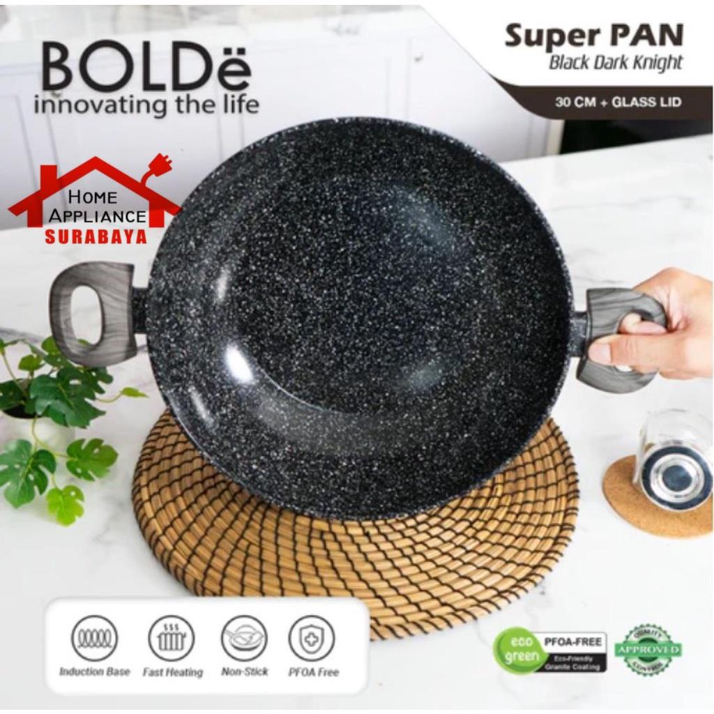 BOLDe Super Pan 2 Ear Granite Wok Pan 30CM Black Dark Knight - Wajan Kuping Granit 30 CM