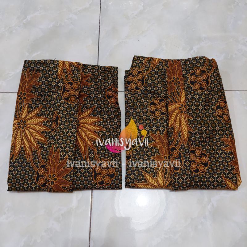 Set Jarik Cewek Cowok + Blangkon, Motif Bunga Hijau