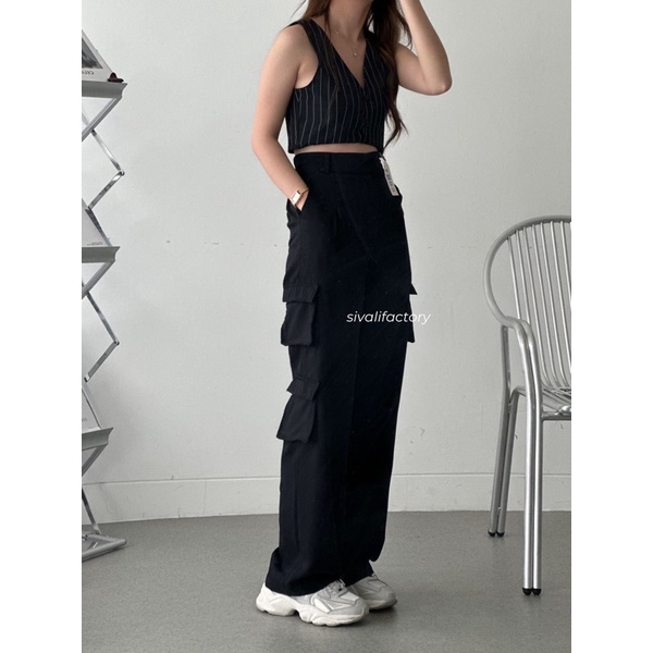 SIVALI Bonnie Cargo Pants - Highwaist Loose Cargo - Celana Kargo Wanita - Baggy Pants