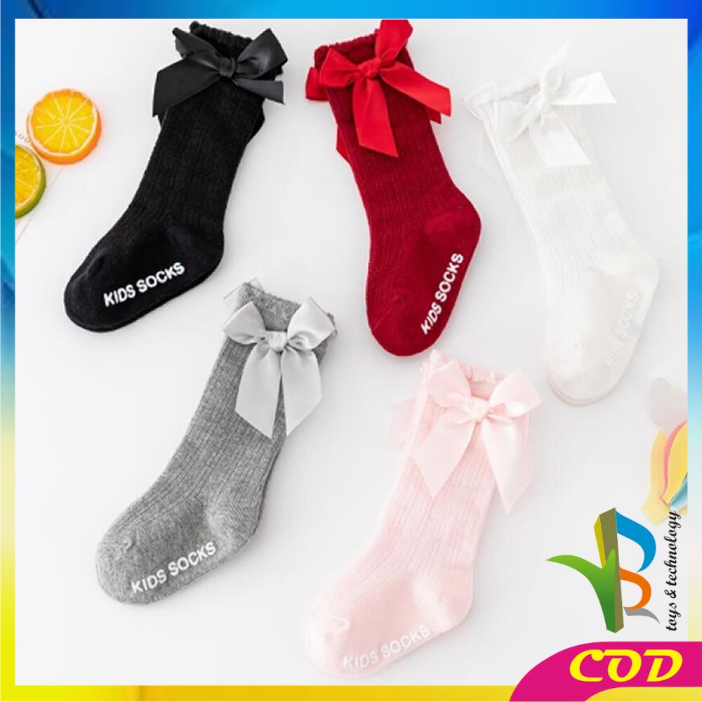 RB-P89 Kaos Kaki Anak Perempuan Panjang Pita Anti Slip Kaos Kaki Anak Cewek Antislip Kids Sock