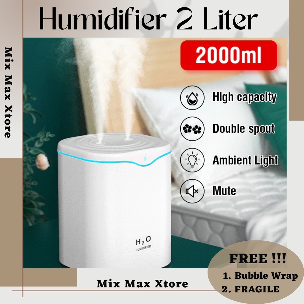 Taffware Humidifier 2000ml Pelembab Udara Aromaterapi Aromatherapy Oil Diffuser Double Spray