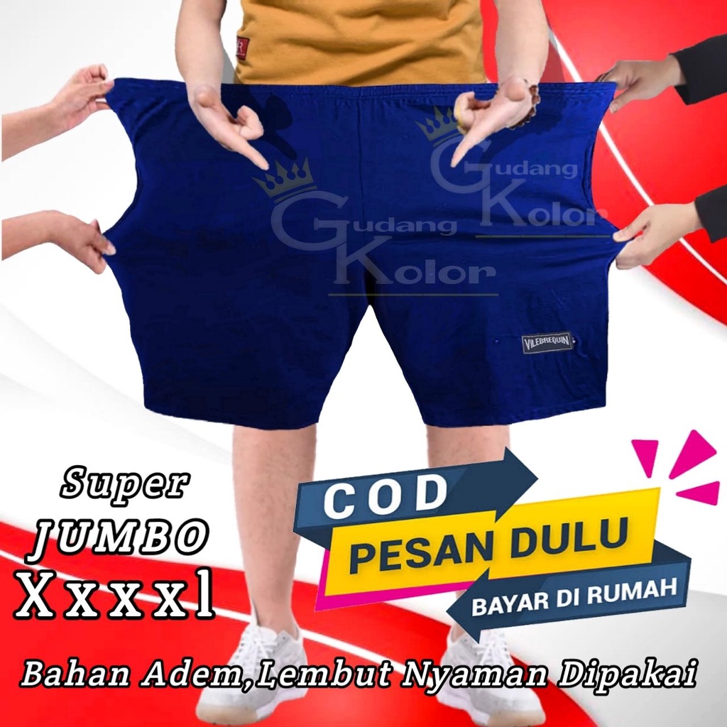 Celana Pendek Pria SUPER JUMBO BIG SIZE - ADDS XXL-XXXXL Cowok Dewasa Bahan Kaos Katun Motif Color S