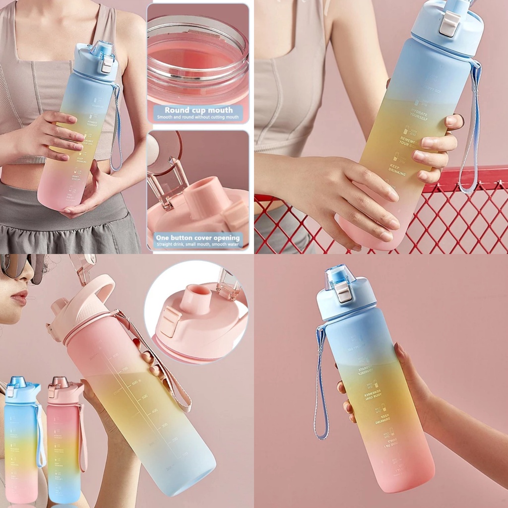 BOTOL MINUM RAINBOW 1 LITER / BOTOL MINUM GRADASI / BOTOL AESTHETIC