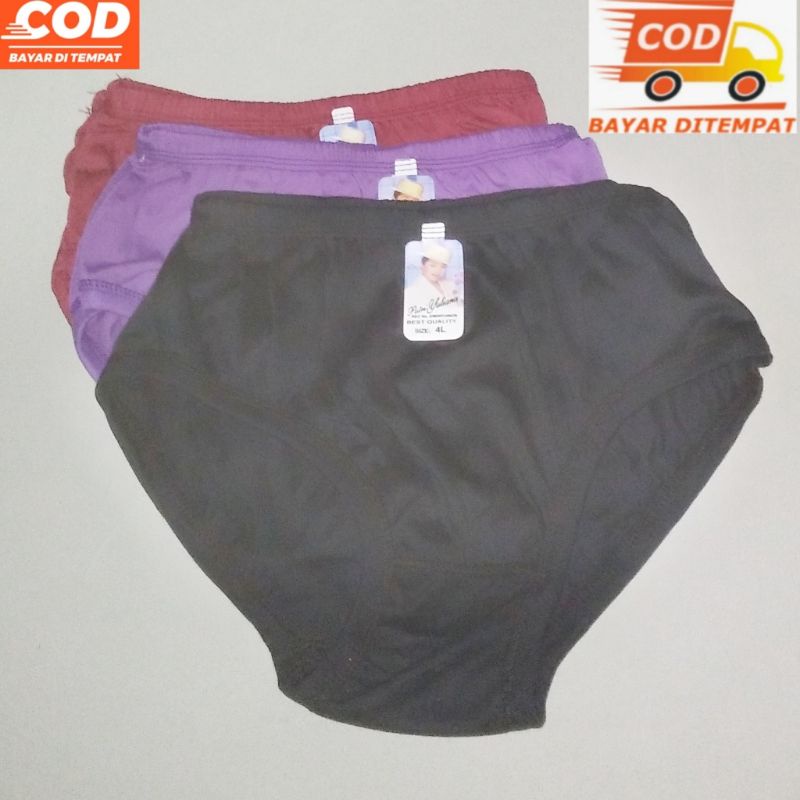 Celana Dalam Hitam Wanita Jumbo Kain Katun Lembut