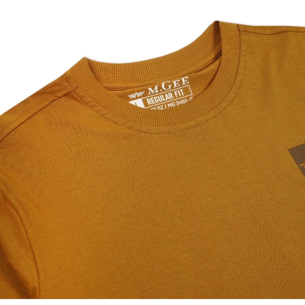 Kaos MGEE Original Oblong Katun Lengan Panjang Kasual Marcus 008 Light Brown dan Black