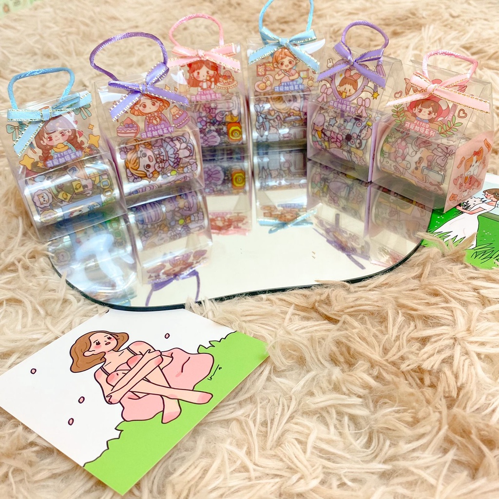 

(1 BOX ISI 12 ) PCS 1 ROLL WASHI TAPE JH-SC STICKER CEWE CUTE BERWARNA FREE MIKA TERMURAH LUCU BISA COD