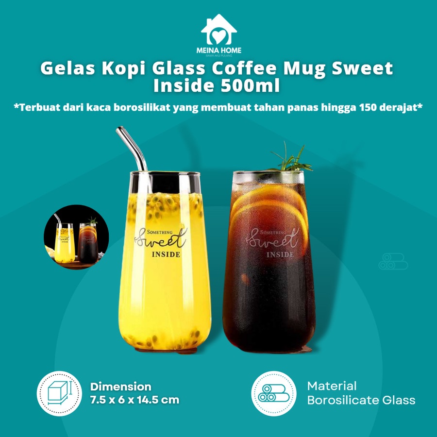 GELAS KACA COCKTAIL 500ML / GELAS KOPI TEA AESTHETIC CANGKIR TEH KACA