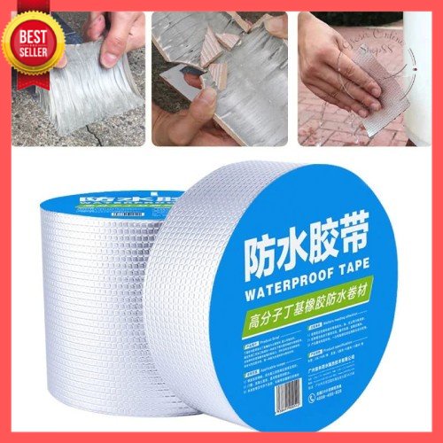 GOS -D104-  Lakban 5cmx5m Aluminium Foil Butyl Super Waterproof Tape - Lakban Anti Bocor Lem Anti Air Tambal Silver