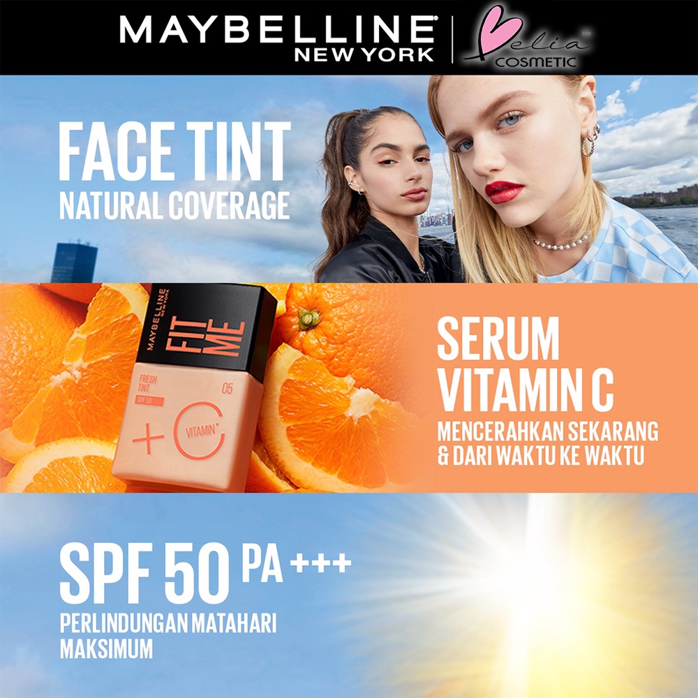 ❤ BELIA ❤ MAYBELLINE Fit Me Fresh Tint - Foundation Tint With Vitamin C And SPF 50 For Fresh &amp; Bright Look Face Make Up | BPOM